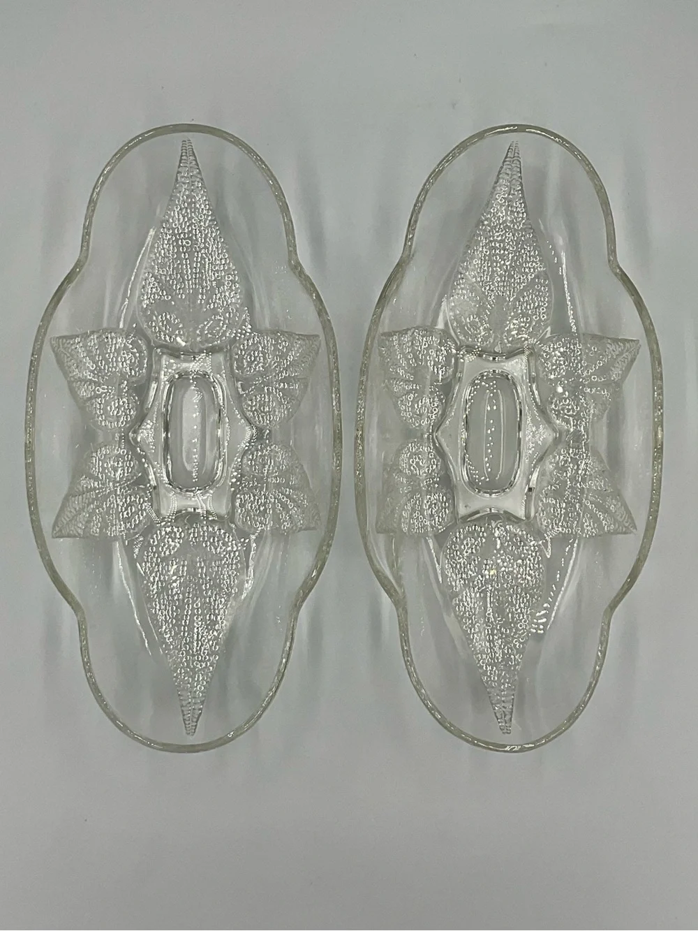 Vintage Anchor Hocking “Renaissance” Clear Relish Dishes Set of 2